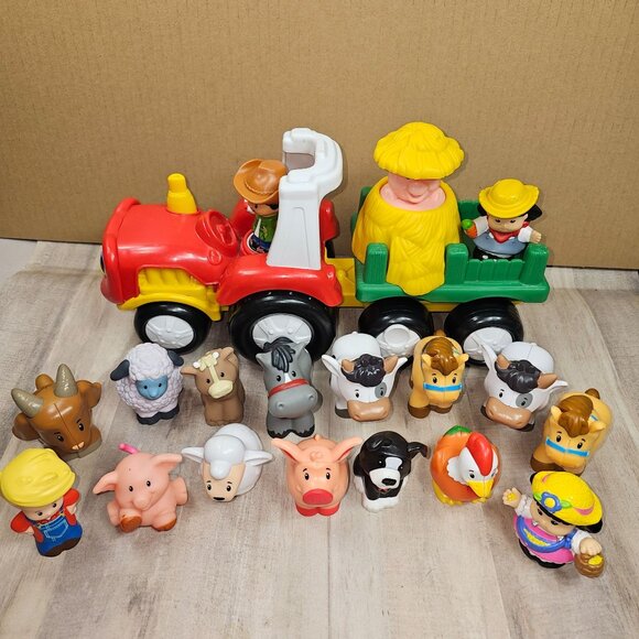 Little People Tractor Farm Animals Figures Farmer Lot Cow Dog Horse Pig Music - Picture 2 of 13